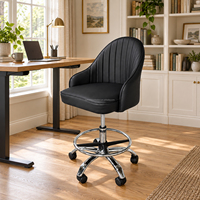 Tabouret de bar de luxe en similicuir, réglable en hauteur, pivotant, avec roulettes et accoudoirs, pour café et salon de beauté
