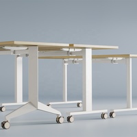 Table de formation OMNI moderne en bois, réglable en hauteur, avec plateau rabattable, robuste, pliable et empilable pour bureau