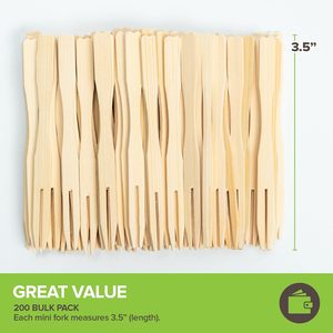 Disposable Bamboo Appetizer <strong>Forks</strong> Double <strong>Fork</strong> Skewers for Dessert Charcuterie Fruit for Camping - Product Image 6