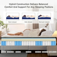 Matelas hybride de luxe 5 étoiles à ressorts ensachés Euro Top de 12 pouces, livré en boîte