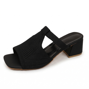 Nouvelle Arrivée – Sandales à Talons Hauts Chunky Sexy pour <span class=keywords><strong>Femme</strong></span>, Tissu Uni Tressé, Bout Ouvert, Tête Plate, Mode Voyage, Référence W-XT-12 - Product Image 6