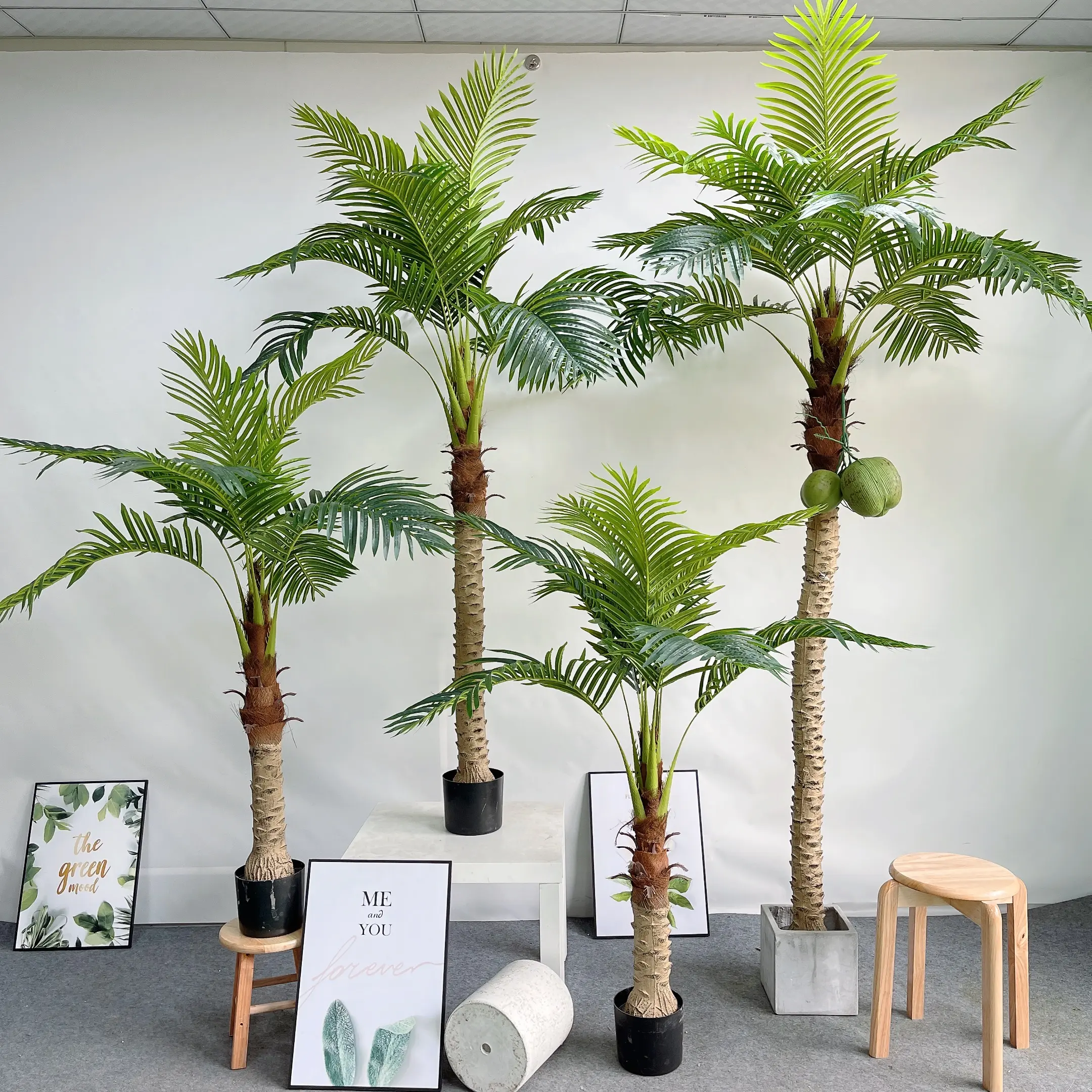 Faux Areca Palm Green Monstera Bonsai Baum Kunststoff gefälschte Pflanze Baum Bananen pflanzen Künstliche Bäume für Innen dekor