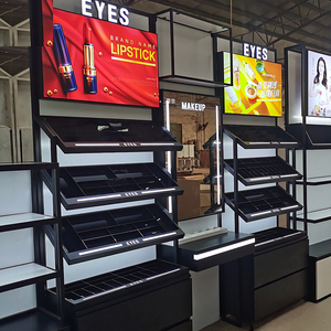 मेकअप डिस्प्ले कैबिनेट लोहे की लकड़ी बेकिंग पेंट प्रदर्शन शेल्फ सौंदर्य प्रसाधन अनुभव काउंटर अनुकूलित प्रदर्शन स्टैंड शॉप फिटिंग - Product Image 4