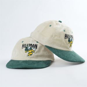 Casquette de haute qualité à 5 ou 6 panneaux, logo brodé personnalisé, casquette en velours côtelé bicolore, casquette à profil bas, casquette snapback, casquette de papa - Product Image 1