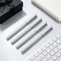 Cadeau d'entreprise écologique, stylo à bille en métal mat argenté 0,7 mm, logo personnalisé, ODM, stylo signature, cadeau d'écriture