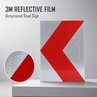 Panneau de signalisation routière en aluminium haute visibilité avec flèche rouge, panneau de signalisation routière réfléchissant en chevron, panneau d'avertissement de circulation routière