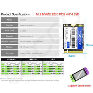Oscoo nvme pcie m2 2230 ssd 1tb 512gb 256gb mini pc için destek sabit diskler Pcie 4.0 m. Buhar güverte için 2 nvme ssd 2230 - Product Image 2