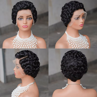 Rambut Chioma Brazilian 360 Lace Front untuk Wig Keriting HD Transparan Hitam Alami 100% Virgin Human Wig Pendek untuk Orang Kulit Hitam