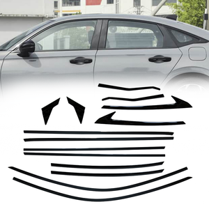 Accessoires de voiture personnalisés en gros, bande de garniture décorative de fenêtre chromée noire pour <span class=keywords><strong>Honda</strong></span> <span class=keywords><strong>Civic</strong></span> Sedan FE 2021-2025 - Product Image 1