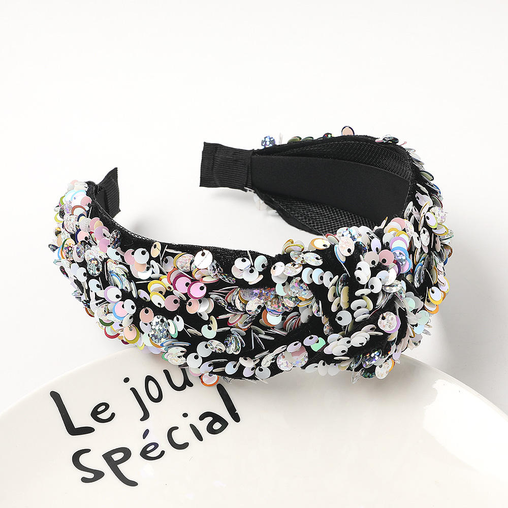 Fish Scale Sequin Headband - White & Multi-color