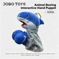 Marionnette de poignet en peluche sonore en gros, avec bouche mobile, modèles animaux (dinosaure, requin, licorne) et thèmes de boxe, pour jeu parent-enfant et anniversaire d'adolescent