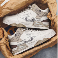 Baskets montantes décontractées pour hommes, respirantes, à semelle épaisse en caoutchouc, confortables, à lacets, tige en PU, chaussures de sport tendance, directement de l'usine