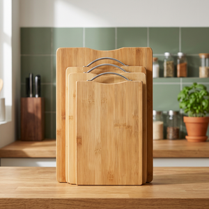 Tabla de cortar de madera de acacia con mango, desechable, ecológica, diseño minimalista, vajilla metálica para fiestas, 0.4kg - Product Image 2