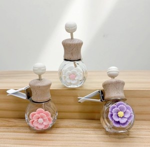 10ml Leere Runde Farbige Blumen-Glasflasche für Auto-Duftspender mit Lüftungsclip und Schraubverschluss, Auto-Parfümflasche, Auto-Diffusor-Flasche - Product Image 3