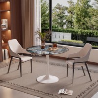 Table de négociation ronde en marbre de petite taille pour la réception des invités, les réunions d'affaires, le café, le balcon, le bureau des ventes - Design de luxe