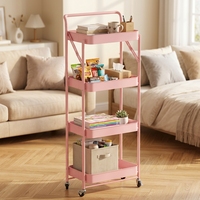 Carrito de Cocina Móvil de Metal Resistente de 4 Niveles, Plegable, con Ruedas, para el Hogar
