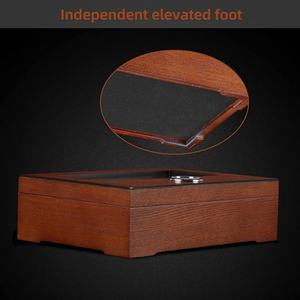 صندوق سيجار خشبي فاخر مصنوع يدويًا بتصميم عتيق مع غطاء زجاجي ومقياس رطوبة ومرطب ومقسم، محمول وفاخر - Product Image 6