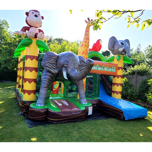 Castillo Inflable Combinado con Tobogán para Exteriores, Diseño de Safari Animal, Precio de Fábrica, Garantía de 3 Años, Fácil de Instalar, Colorido - Product Image 3