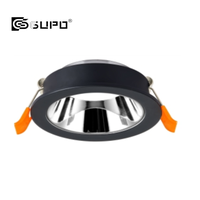 Spot encastré GUPO noir anti-éblouissement à coupelle profonde, avec anneau de finition fixe non rotatif compatible avec les ampoules GU5.3 MR16 GU10