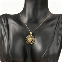 Collar con Colgante de Gota de Agua Atrapasueños Clásico de Oro Sólido de 18K Personalizado, Diseño Hueco, Joyería Fina de Oro Saudí