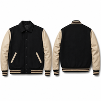 Blouson universitaire vintage personnalisé OEM pour homme, en laine épaisse avec manches en cuir et broderie chenille, style streetwear, blouson bomber de baseball