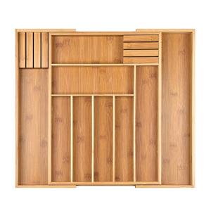 Organisateur de <span class=keywords><strong>tiroir</strong></span> à couverts extensible en bambou, plateau à ustensiles réglable, organisateur d'ustensiles pour cuisine, vente en gros OEM ODM - Product Image 2