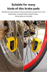 BG-1238 Zinklegierung <span class=keywords><strong>Alarm</strong></span>-Scheibenbremsenschloss Radbremsenschloss 130dB Vibrations-Diebstahlschutz Wasserdichtes Schloss für Motorrad E-Bike Fahrrad - Product Image 6