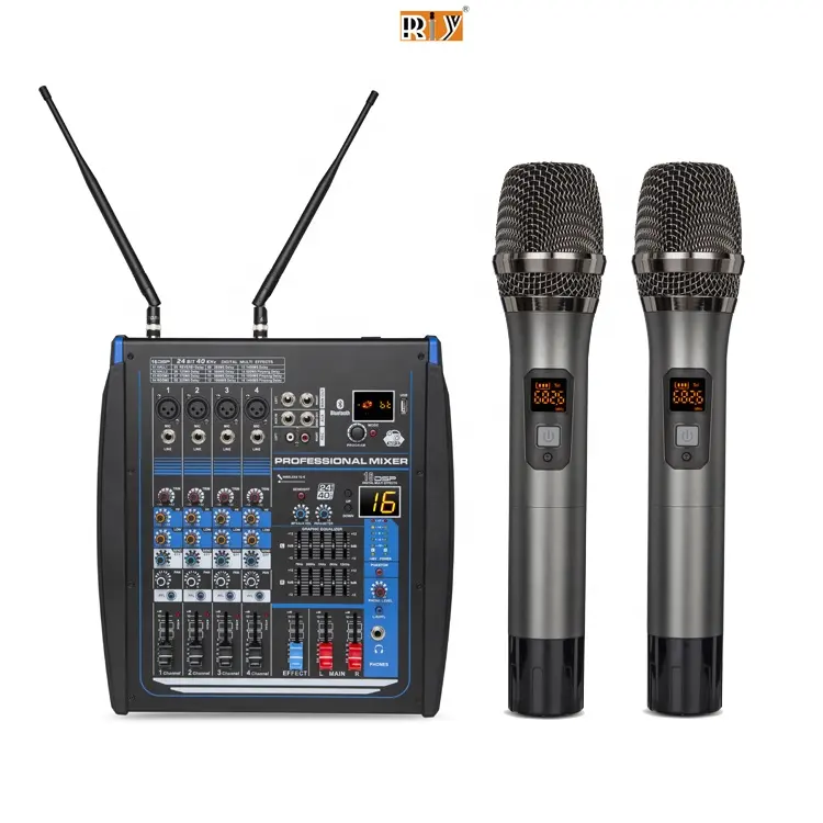 Qa Loạt Hot Âm Thanh Mixer Âm Thanh Khuếch Đại 4/6/8/12 Kênh Karaoke Âm Thanh Mixer Với UHF Micro Không Dây