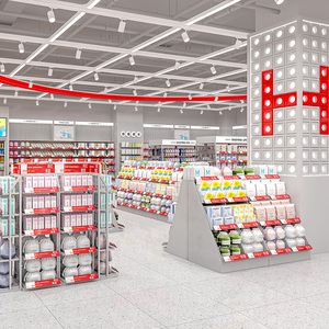 Mobilier <span class=keywords><strong>de</strong></span> magasin <span class=keywords><strong>de</strong></span> cosmétiques 07-SHGS rouge et gris, multifonctionnel, pour la conception <span class=keywords><strong>de</strong></span> magasin et la décoration intérieure - Product Image 1