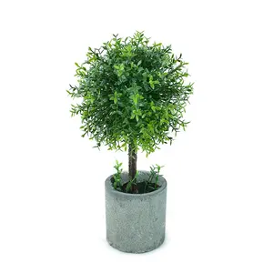 Pohon Boxwood Buatan Pot Dekorasi Tanaman Mini Palsu Pengaturan Tanaman Hijau Dalam Pot untuk Meja Kantor atau Rumah