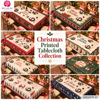Nappe de Noël HuaLai 8ft x 10ft en polyester motif Bonhomme en pain d'épices pour la maison, les banquets et les fêtes, résistante aux plis, vente en gros