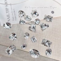 Paso Sico Bijoux d'ongles en cristal K9 blanc en forme de cœur 3D, effet diamant, pour vêtements, avec motifs Flash Love, Œuf de pigeon, Angle droit et Bonbon de roche