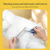Kit de toilettage pour animaux de compagnie 8 pièces Brosse anti-peluches Coupe-ongles Ciseaux Peigne Bols pliables Brosse à dents Gant Chien Chat