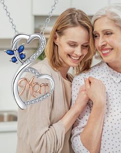 Collier pendentif papillon double cœur - chaîne polyvalente luxe léger, cadeau fête des mères, bijoux femme en gros - Product Image 4