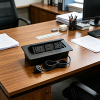 Boîtier de connexion multimédia encastrable pour comptoir de bureau avec 2 prises et 1 port USB