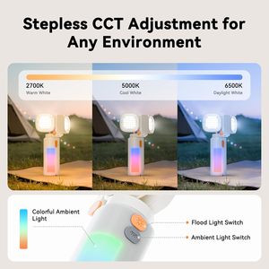 4-in-1 2000lm độ sáng cắm trại ánh sáng 120 giờ Thời gian chạy làm việc video đèn pin 10000mAh có thể điều chỉnh chân Máy từ IP54 - Product Image 3