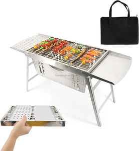 Gril à charbon de bois durable en acier inoxydable grand portable pliant avec installation gratuite pour le <span class=keywords><strong>camping</strong></span> en plein air, le jardin et la fête - Product Image 2