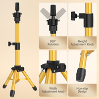 Statif Tripod Kepala Manekin Latihan Portabel Mini Berwarna-warni Leeons yang Dapat Disesuaikan untuk Pembuatan Wig, Salon, Barber, dan Praktik Kosmetologi
