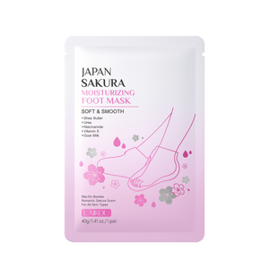 Masque exfoliant pour les pieds LAIKOU <span class=keywords><strong>Sakura</strong></span> OEM, chaussettes de soin des pieds, éliminateur de callosités, soin exfoliant pour pédicure, extrait de <span class=keywords><strong>Sakura</strong></span>, Guangdong Chine - Product Image 1