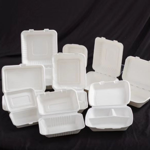 Disposable Food Case 3 Compartment Paper Lunch Box Biodegradable Sugarcane Eco Fruit Packaging Paper Sushi Box