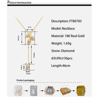Collier personnalisé en or véritable 18 carats, pendentif en or massif AU750, chaîne pour cadeaux de mariage avec diamant naturel pour mariage