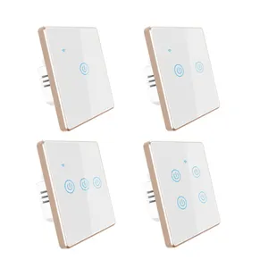 wholesale china eu 1/2/3/4 gang tuya wifi smart light touch switches smart switch glass panel with gold aluminum frame