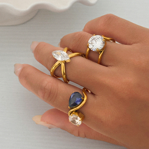 Aу Новый бохо фиолетовый циркон элегантный набор реквизитных колец для фотосъемки Dazan 2025 горячее 18k PVD Позолоченные ювелирные изделия из нержавеющей стали - Product Image 3