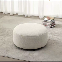 Pouf rond blanc crème en bouclette, repose-pieds en sherpa en forme d'arc, tabouret de salon, siège tambour, pour chambre à coucher et coiffeuse