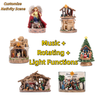Crèche de Noël haut de gamme avec stalle et figurines – Décoration religieuse pour la maison – Crèche en résine avec stalle