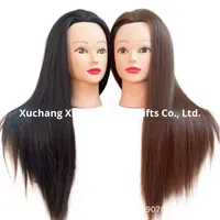 Tête de mannequin d'entraînement pour coiffure et maquillage, avec cheveux synthétiques résistants à la chaleur, 60 cm, cheveux raides, modèle économique pour l'exportation
