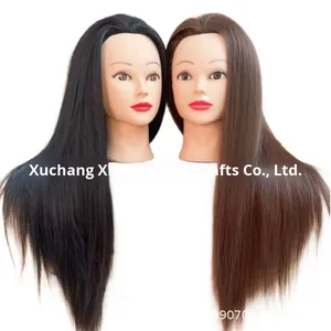 <span class=keywords><strong>Tête</strong></span> de mannequin d'entraînement pour coiffure et <span class=keywords><strong>maquillage</strong></span>, avec cheveux synthétiques résistants <span class=keywords><strong>à</strong></span> la chaleur, 60 cm, cheveux raides, modèle économique pour l'exportation - Product Image 2