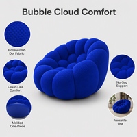 Fauteuil pouf surdimensionné bleu électrique, design moderne, inclinable, confortable, en tissu bouclé, chaise longue nuage, rembourrage en mousse