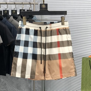2026 wholesale fashionable casual waterproof beach <b>shorts</b> sporty vacation-ready Bur berry <b>checkered</b> <b>shorts</b> for <b>men</b> - Product Image 3