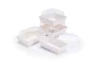 Boîtes en papier d'emballage de boulangerie pâtisserie blanche personnalisée pour dessert Boîte à biscuits transparente pour sandwich à gâteau avec couvercle en PVC transparent
